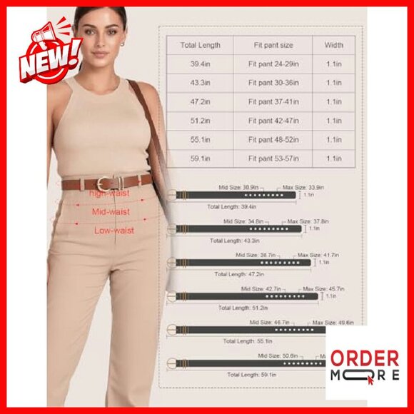 Women\'s 3 Pack Leather Belts with Gold Buckle for Jeans Dresses